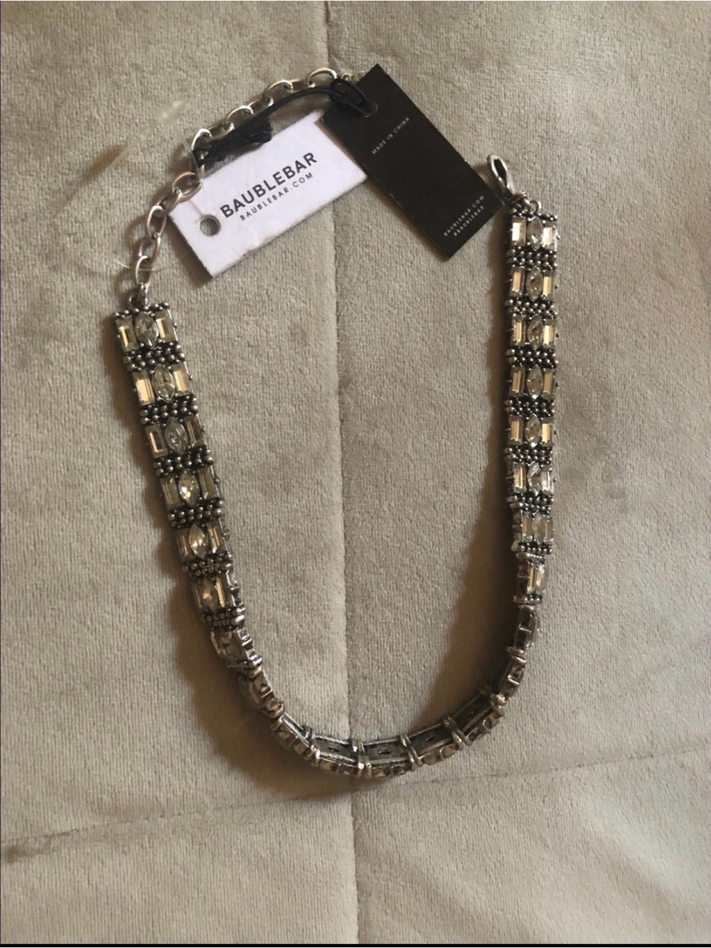 BaubleBar Silver Crystal Link Necklace